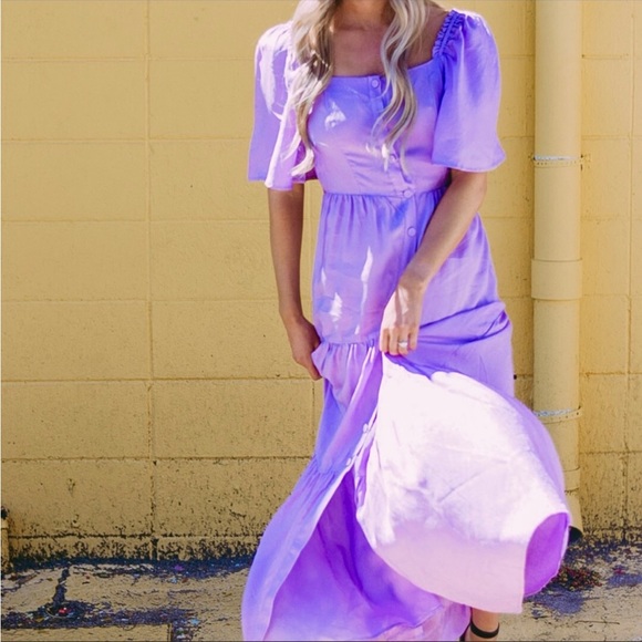 FRNCH Paris NWOT purple prairie maxi dress - Picture 5 of 16